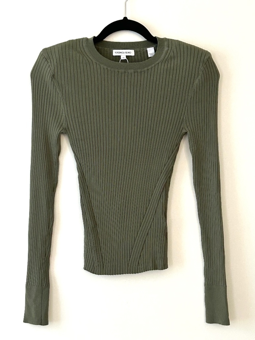 Veronica Beard Acara Olive Green Ribbed Pullover